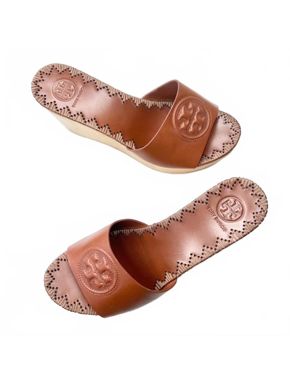 Tory Burch Patty 80mm Wedge Slide with Embossed logo~ Size 7